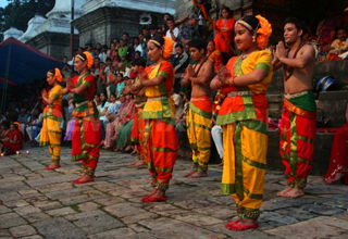 Hindu cultural dance in Kathmandu Durbar Square